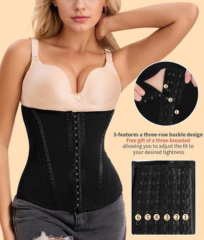 Waist Mesh Trainer Strapless For Women-Faja Colombian Girdle Hourglass -Steel Boned Corset Shapewear Tummy Waist Body Shaper With Extended Button
