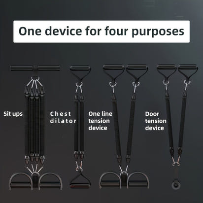 A Set Of Adjustable Resistance Tension Bands With Foot Pedals And Handles, High Resistance Level, Anti Fall, Suitable For Fitness Training, Body Stretching, And Abdominal Muscle Exercises